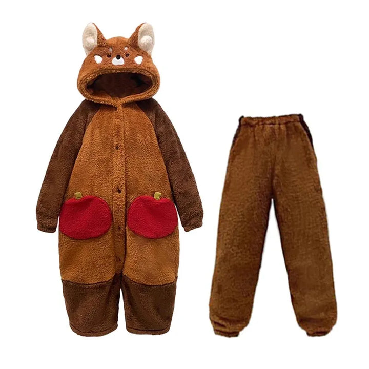 Ensemble de Pyjama Cartoon Panda Rouge Douillet pour un Sommeil et un Confort Ultimes
