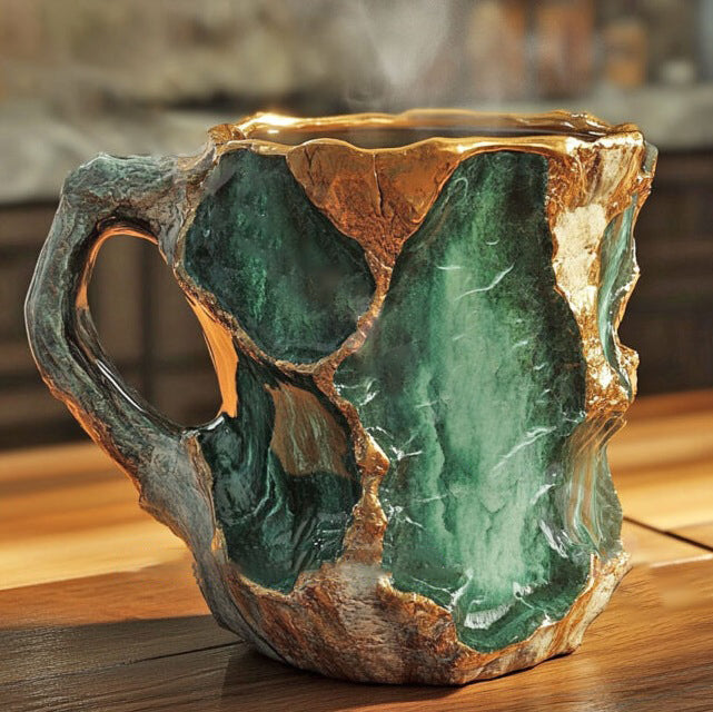 Tasses à café en cristal minéral fait main | Isolantes et compatibles avec le micro-ondes | 350–450 ml