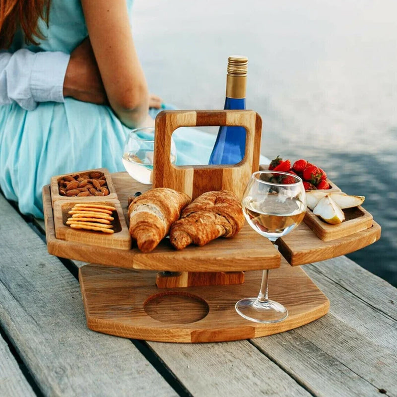 Table à Vin en Bois Portable pour Pique-Nique