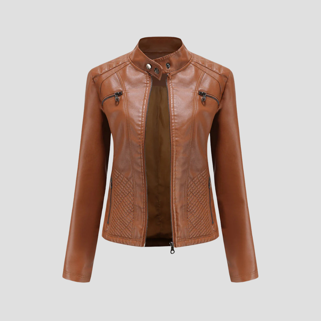 Veste en Cuir Femme | Col Montant