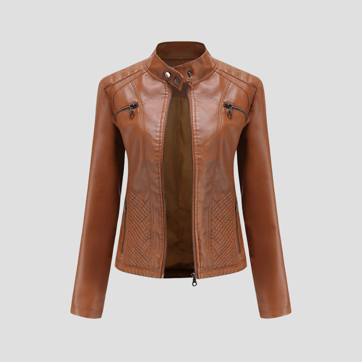 Veste en Cuir Femme | Col Montant