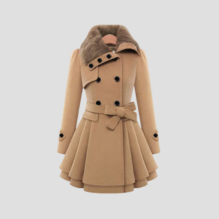 Manteau Femme Col en Fourrure | Ceinturé