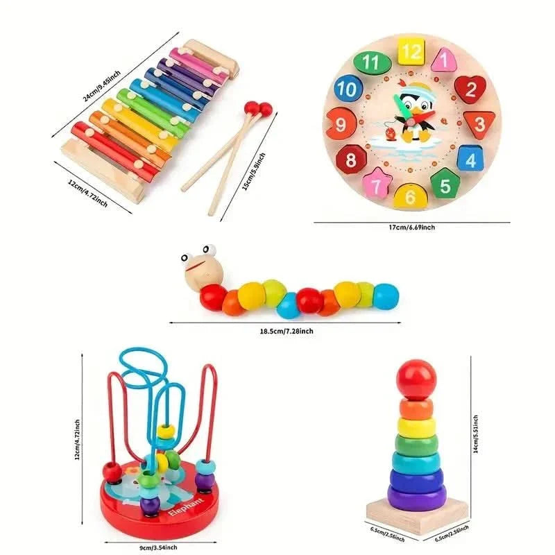 Ensemble d'apprentissage Montessori 5-en-1 – Développement créatif pour les bébés à partir de 6 mois