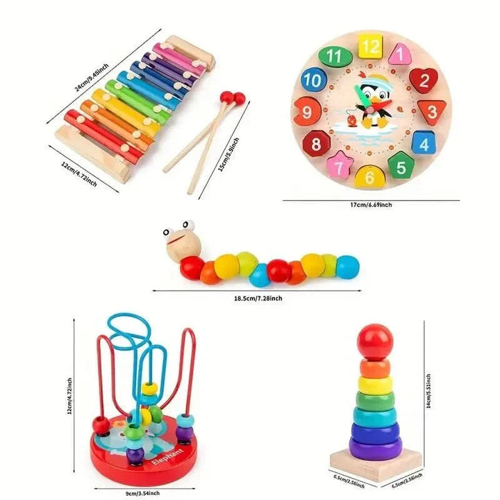 Ensemble d'apprentissage Montessori 5-en-1 – Développement créatif pour les bébés à partir de 6 mois