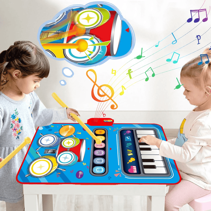 Tapis de Musique Interactif pour Enfants avec 5 Instruments (Batterie, Piano, Violon)