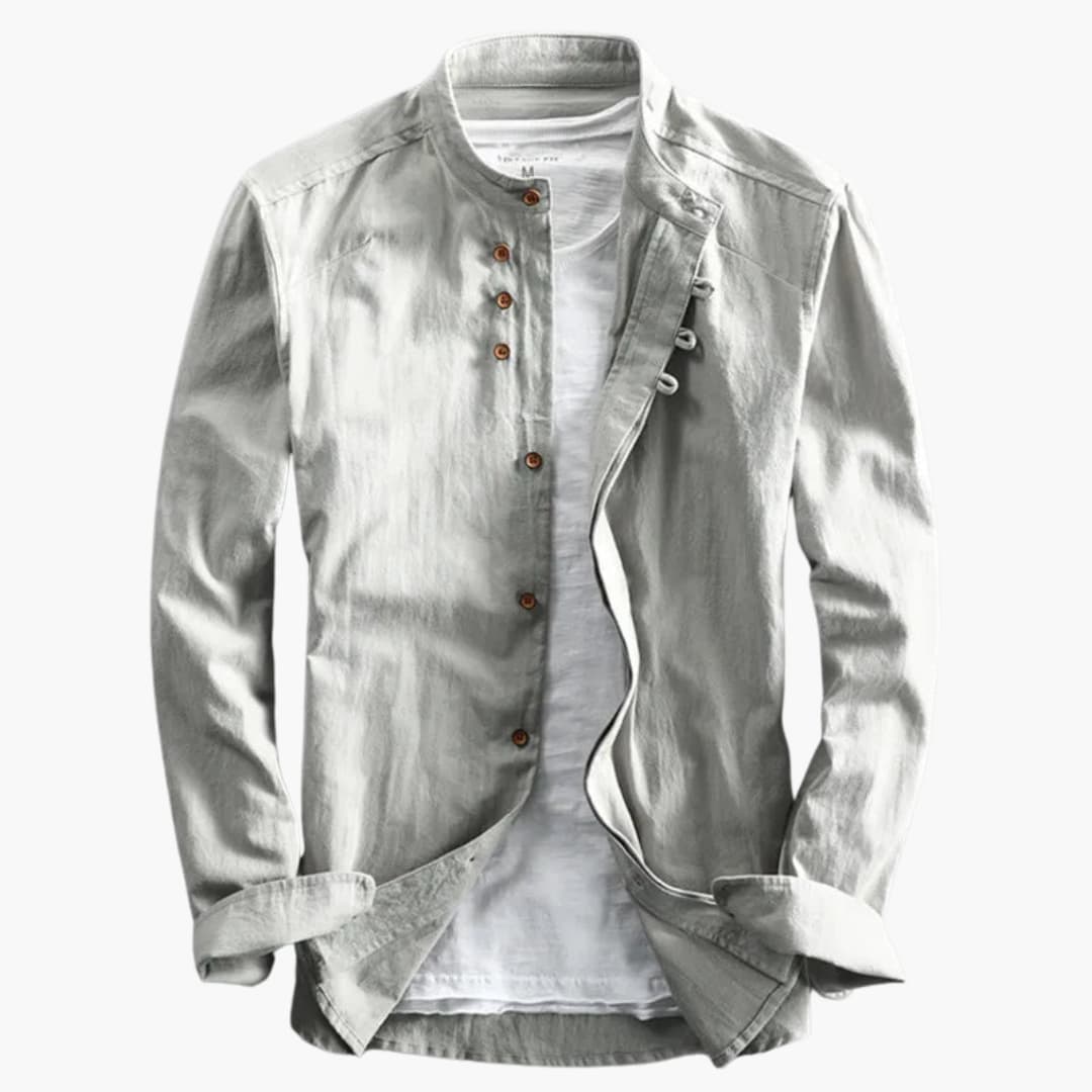 Chemise pour Homme à Col Montant | Manches Longues