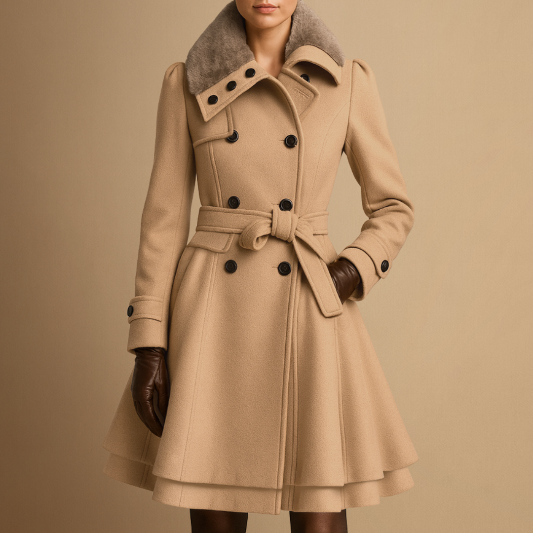Manteau Femme Col en Fourrure | Ceinturé