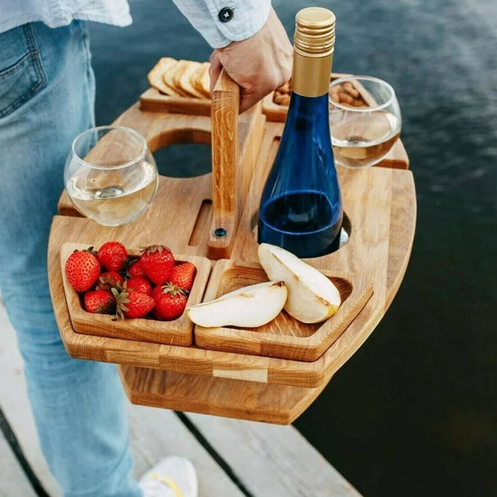 Table à Vin en Bois Portable pour Pique-Nique