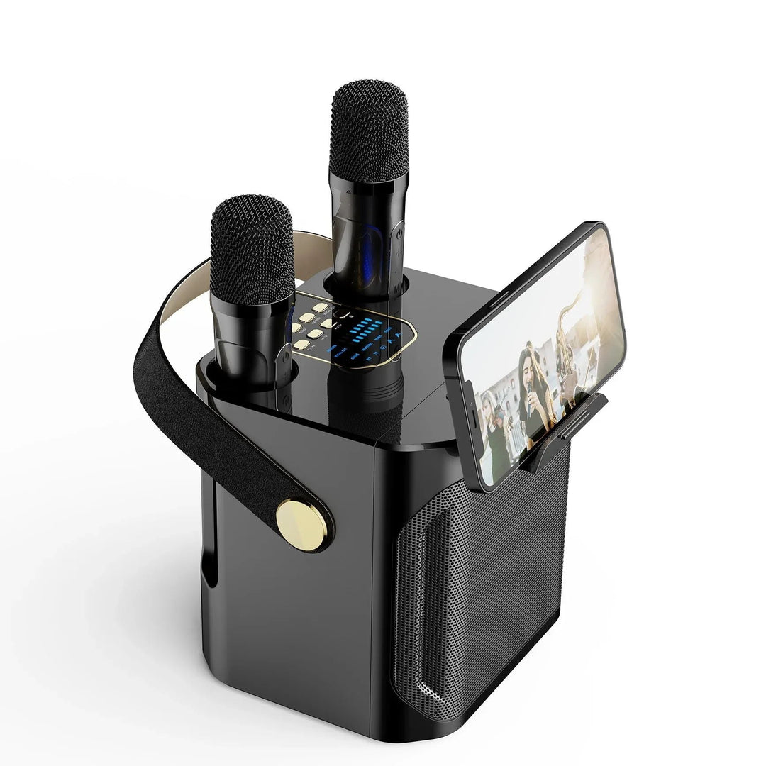 Haut-parleur Karaoke Bluetooth Portable Haute Performance – Subwoofer Sans Fil Stéréo Surround 360° avec Microphones Doubles