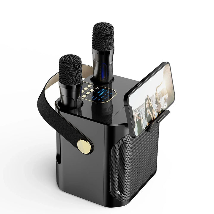 Haut-parleur Karaoke Bluetooth Portable Haute Performance – Subwoofer Sans Fil Stéréo Surround 360° avec Microphones Doubles