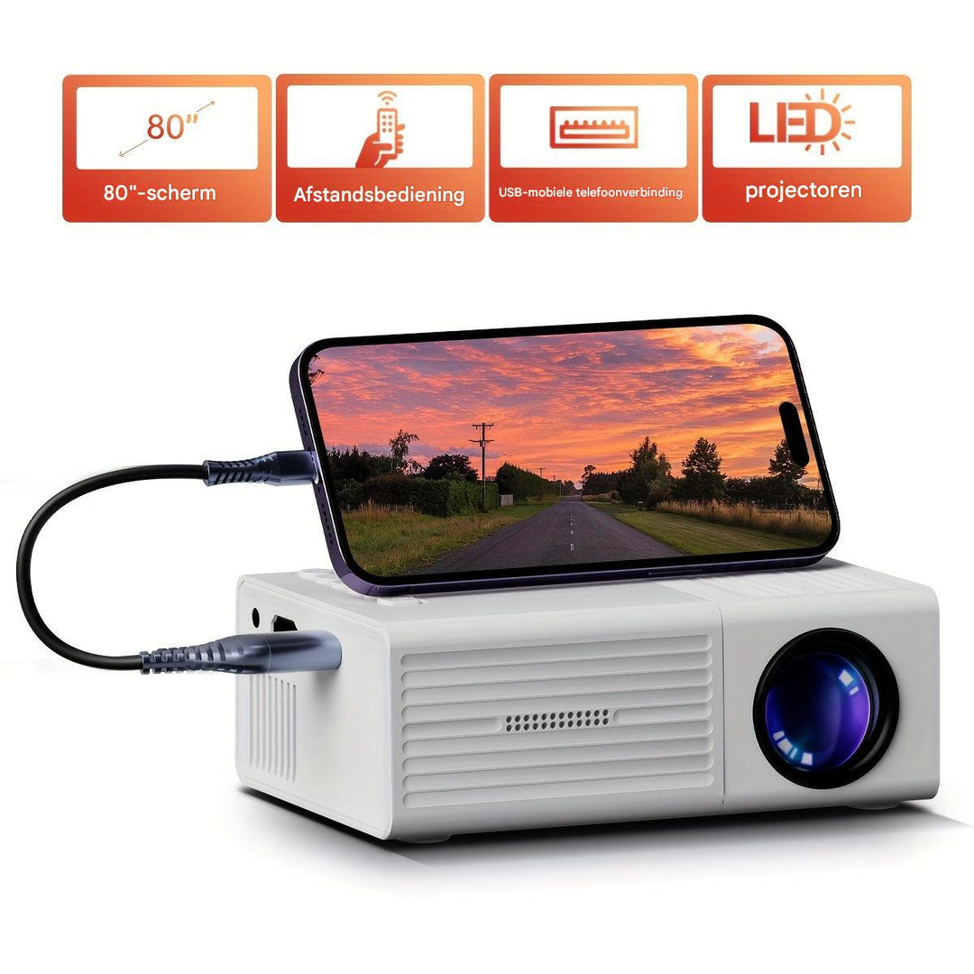Mini Projecteur | 3000 Lumens | Portable et Énergétiquement Efficace | Compatible HDMI et USB