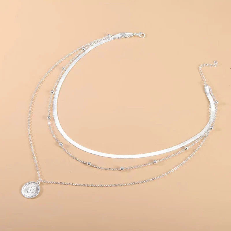 Collier en Argent à Trois Couches