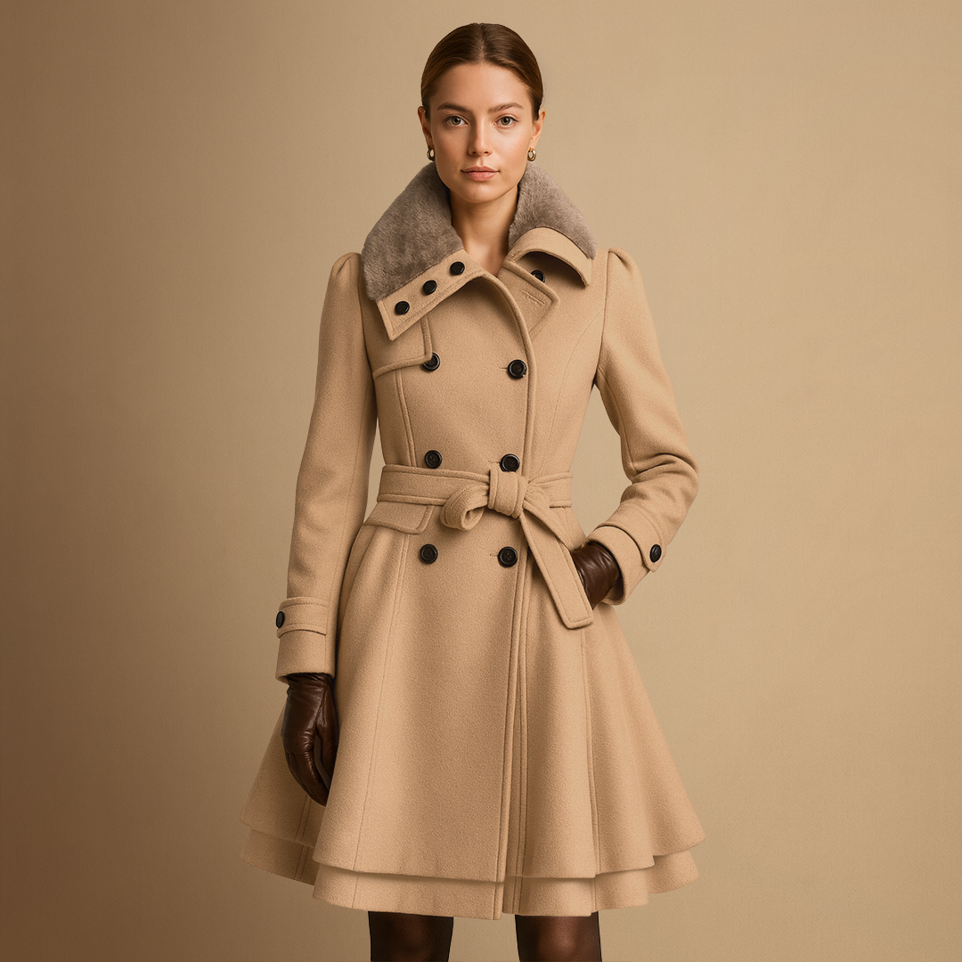 Manteau Femme Col en Fourrure | Ceinturé