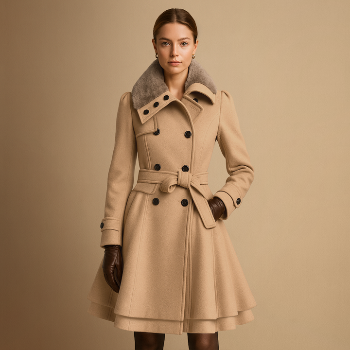 Manteau Femme Col en Fourrure | Ceinturé