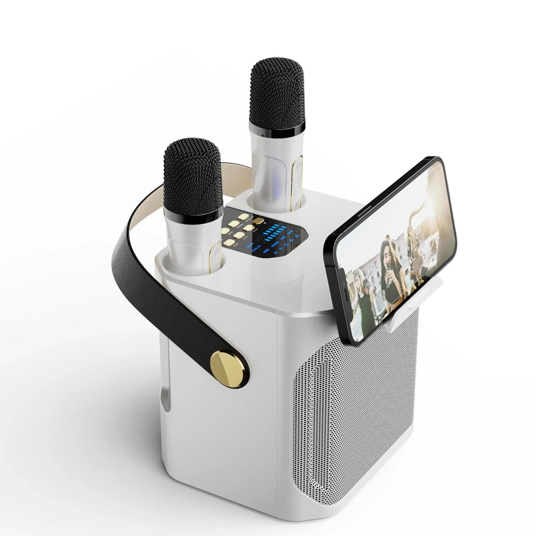 Haut-parleur Karaoke Bluetooth Portable Haute Performance – Subwoofer Sans Fil Stéréo Surround 360° avec Microphones Doubles