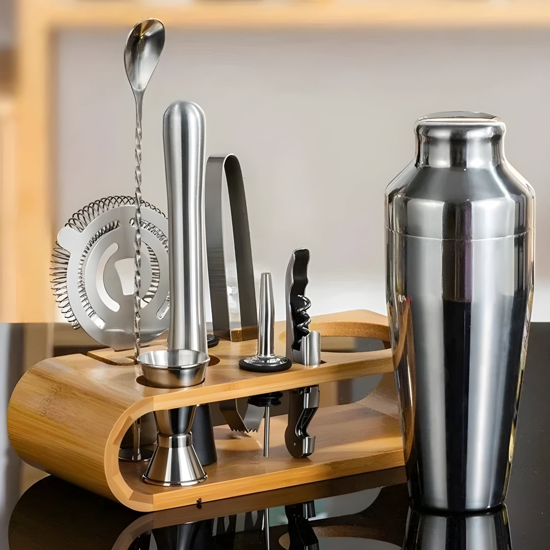 Ensemble de Shaker à Cocktail en Acier Inoxydable Premium de 10 Pièces – Parfait pour les Boissons Mélangées et les Fêtes