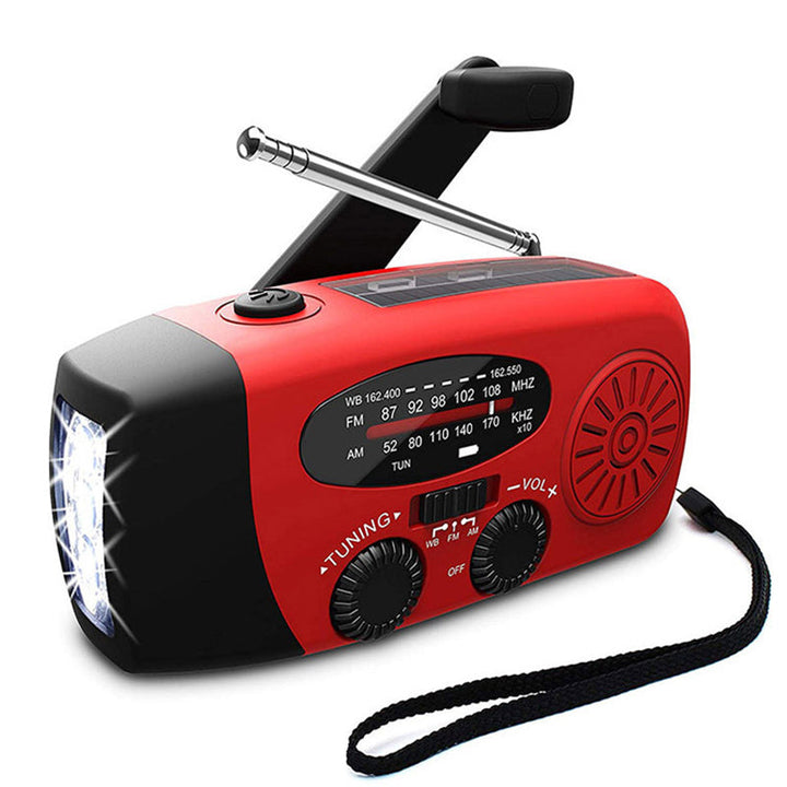 Radio d'urgence autonome – Manivelle, solaire, lampe de poche et batterie externe – Radio FM/AM, essentielle pour les catastrophes et les urgences