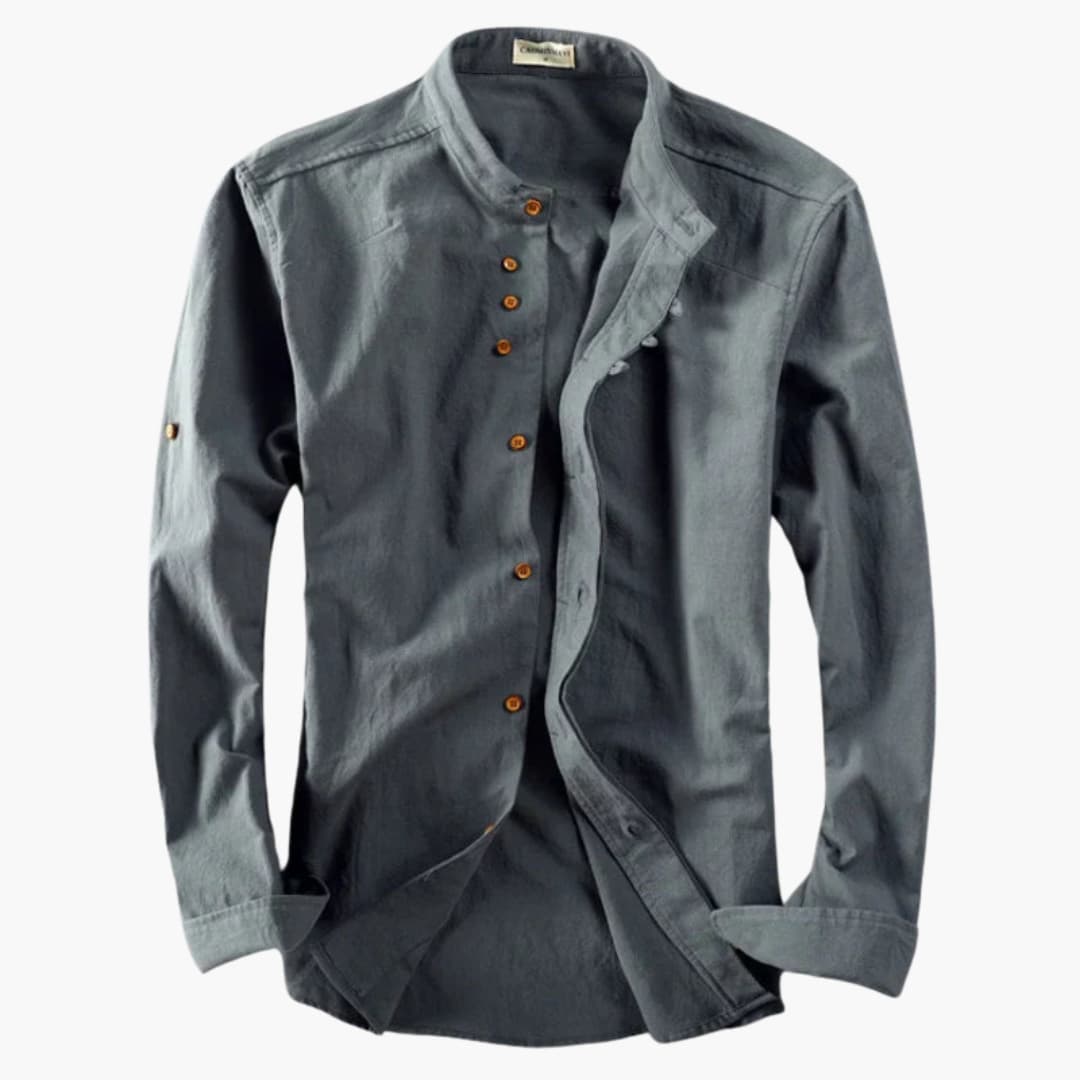 Chemise pour Homme à Col Montant | Manches Longues