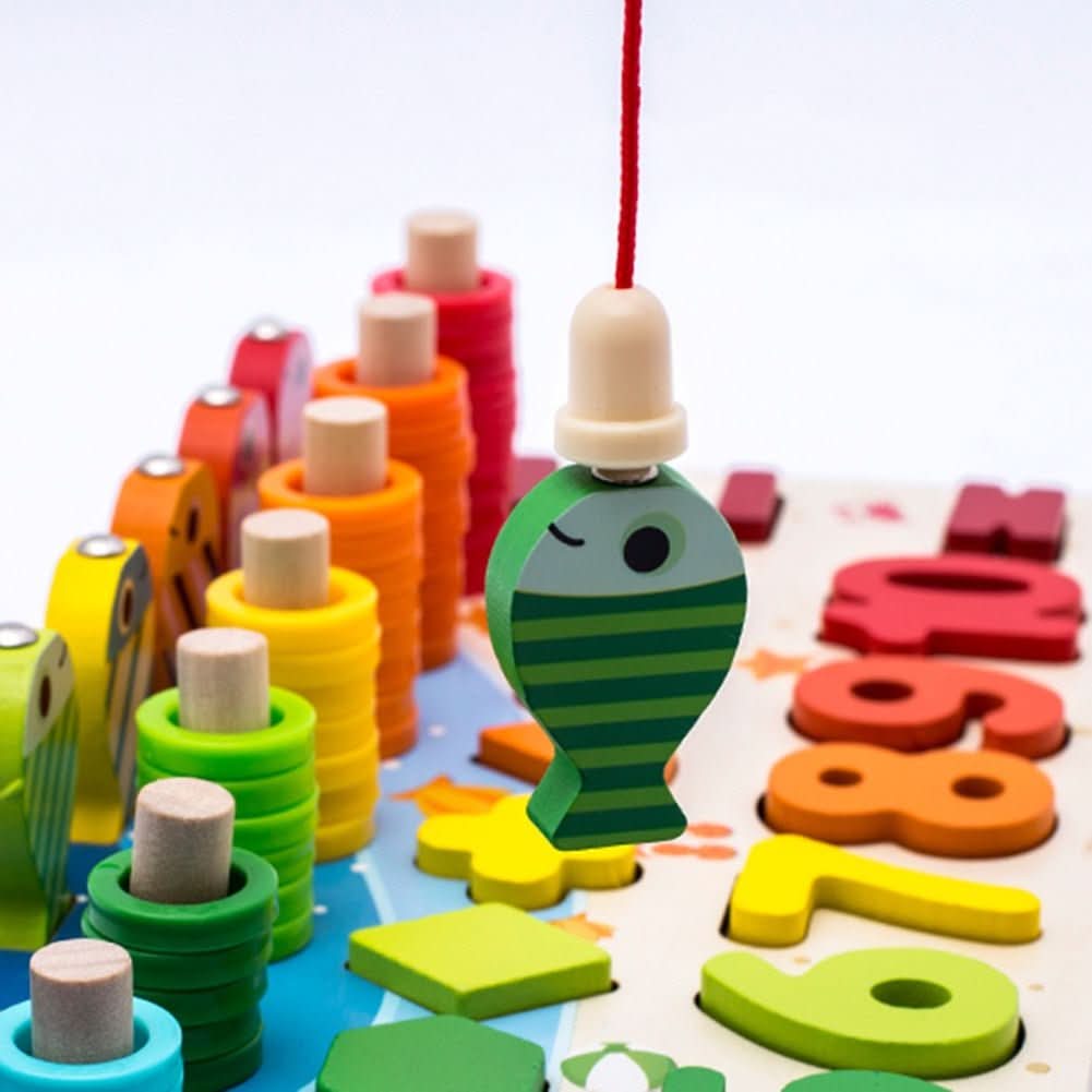 Tableau d'apprentissage Montessori en bois – Jeu éducatif pour découvrir les chiffres, les formes et les couleurs