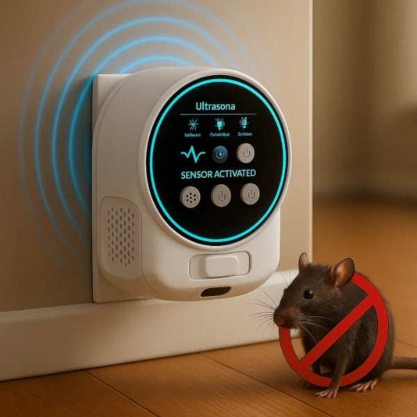 Répulseur Ultrasonique Silencieux pour Rats pour Usage Intérieur et Extérieur - Couvre 3200 Pieds Carrés