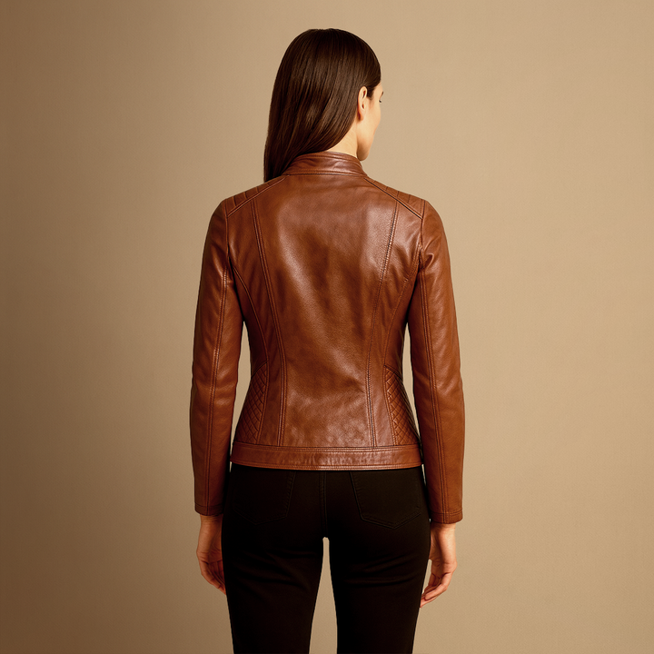 Veste en Cuir Femme | Col Montant