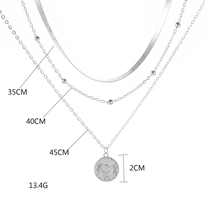 Collier en Argent à Trois Couches
