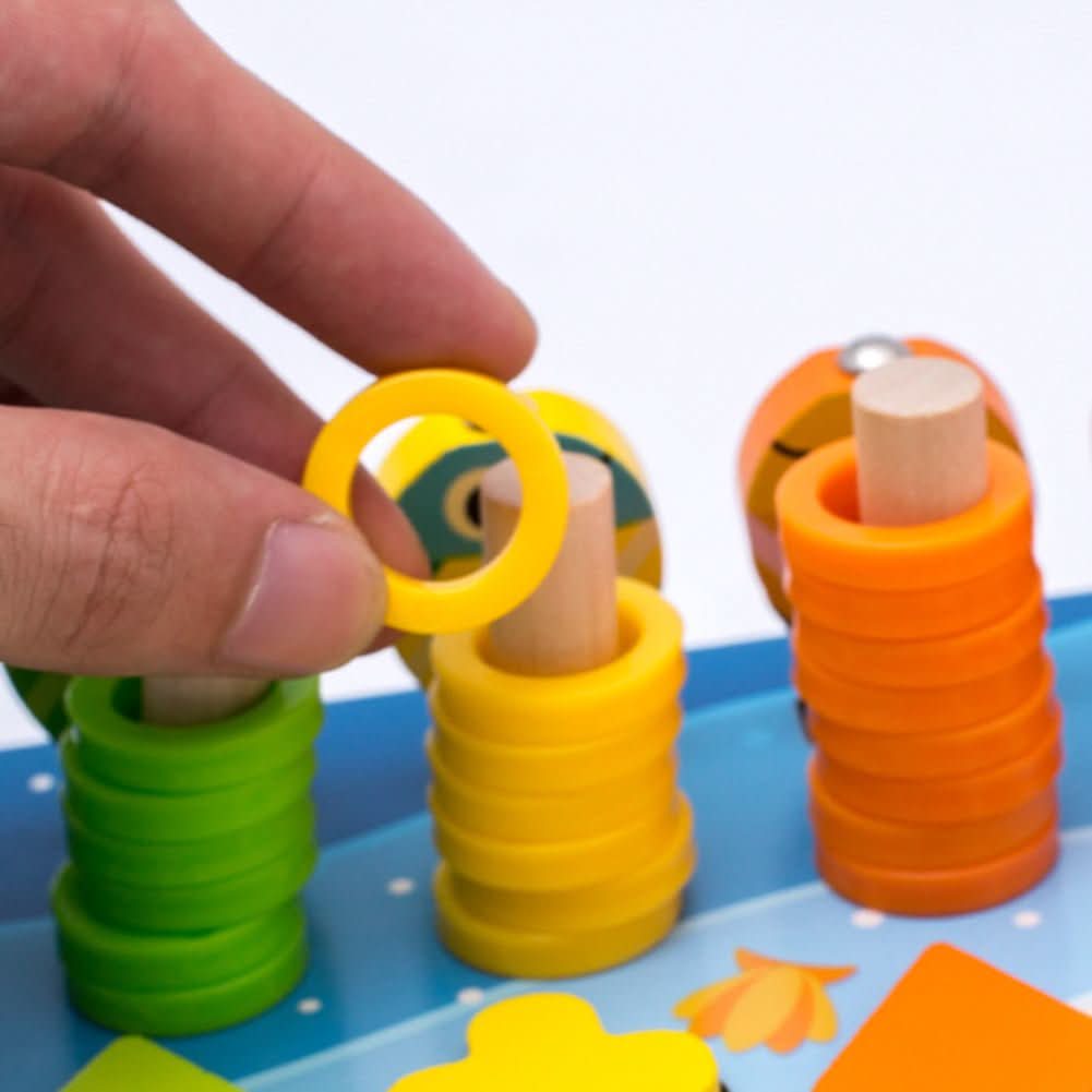 Tableau d'apprentissage Montessori en bois – Jeu éducatif pour découvrir les chiffres, les formes et les couleurs