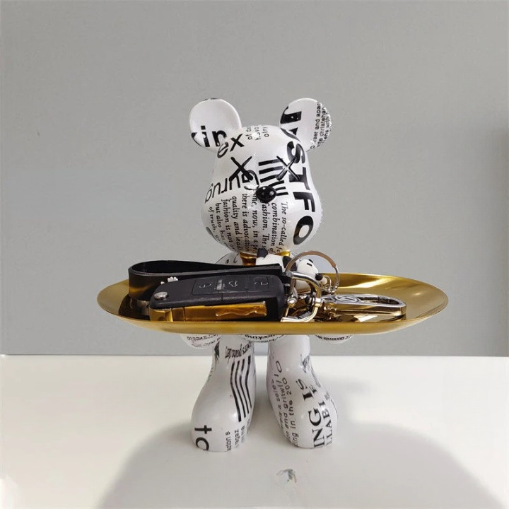 Figurine en forme d'ours avec tiroir caché – Rangement charmant pour clés et petits objets