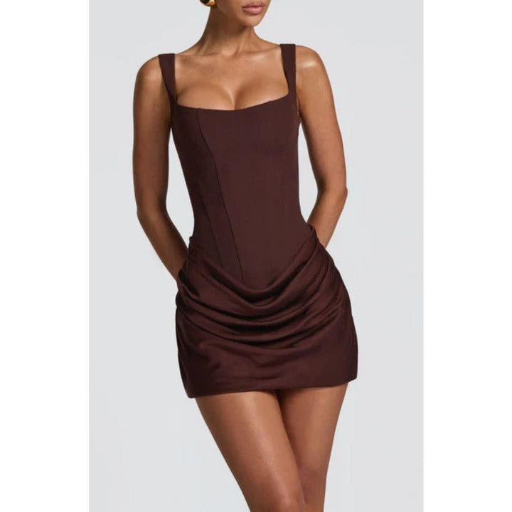 Robe Mini Sans Manches à Col Carré pour Femmes - Francesca