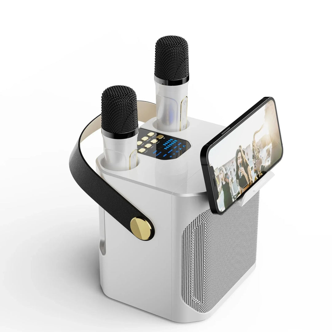 Haut-parleur Karaoke Bluetooth Portable Haute Performance – Subwoofer Sans Fil Stéréo Surround 360° avec Microphones Doubles
