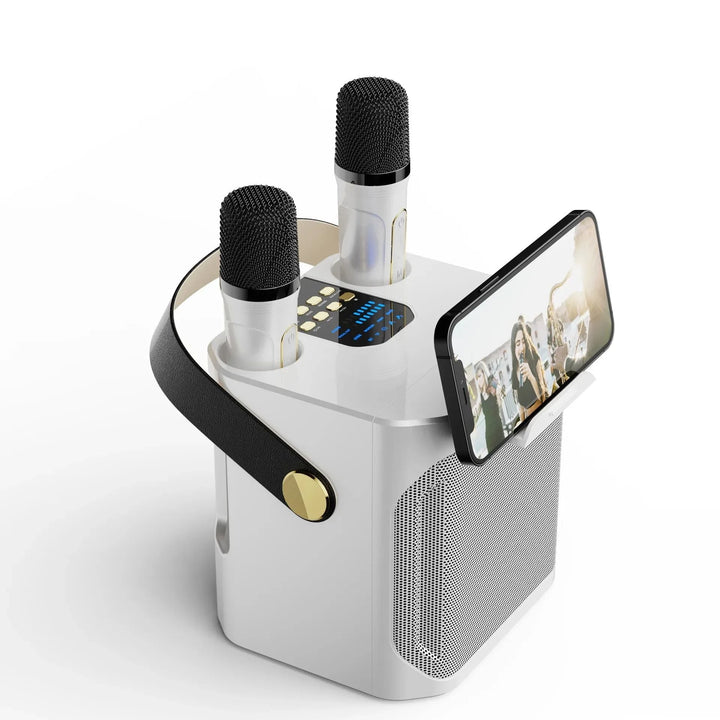 Haut-parleur Karaoke Bluetooth Portable Haute Performance – Subwoofer Sans Fil Stéréo Surround 360° avec Microphones Doubles