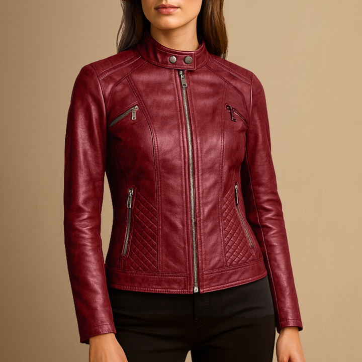 Veste en Cuir Femme | Col Montant