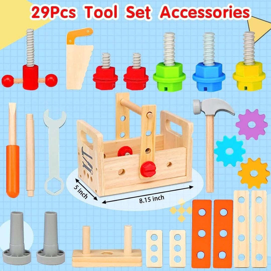 Boîte à Outils en Bois pour Enfants – Jeu Créatif pour Développer les Compétences Motrices dès 6 Mois