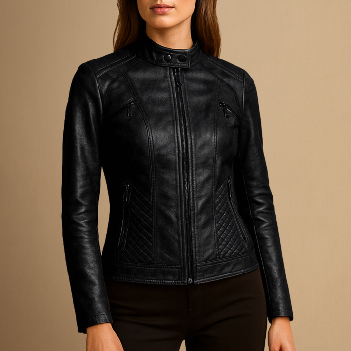 Veste en Cuir Femme | Col Montant