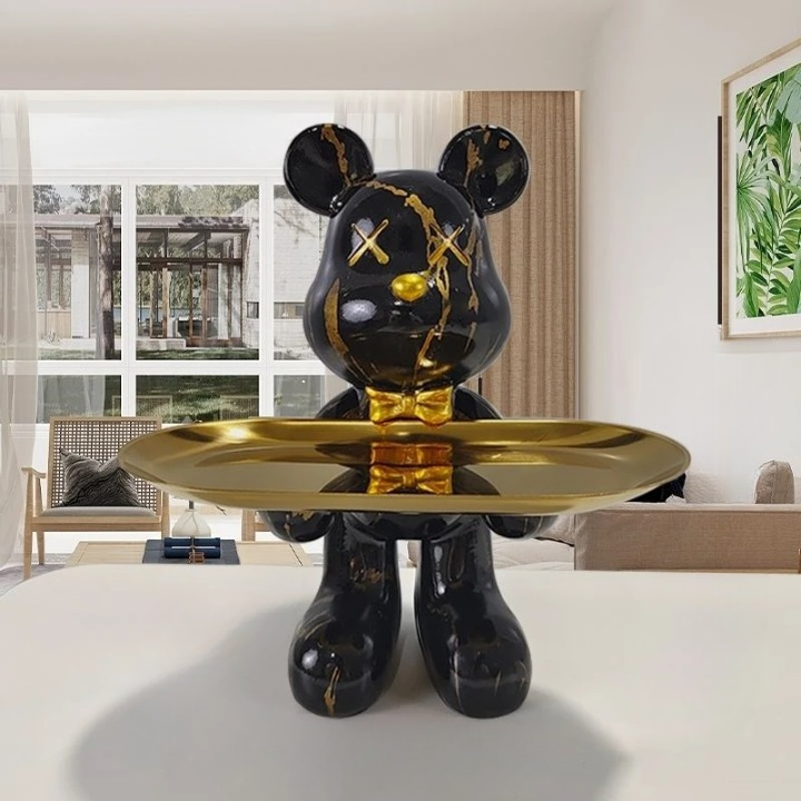 Figurine en forme d'ours avec tiroir caché – Rangement charmant pour clés et petits objets