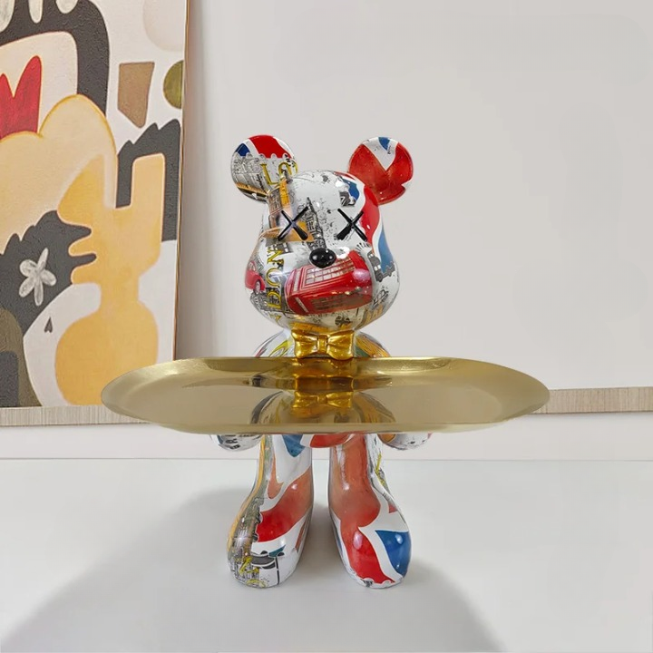 Figurine en forme d'ours avec tiroir caché – Rangement charmant pour clés et petits objets