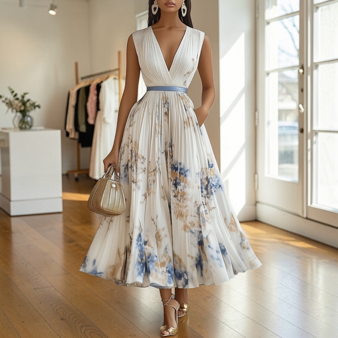 Women's Pleated Wedding Guest Dress | Maxi