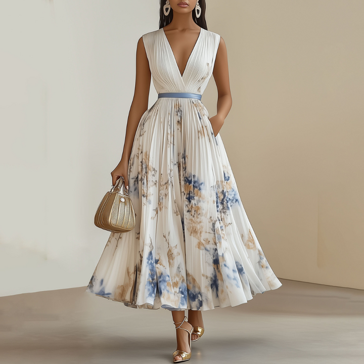 Women's Pleated Wedding Guest Dress | Maxi