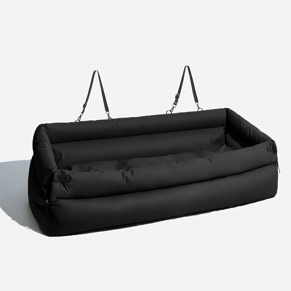 Grand Coussin de Siège de Voiture pour Chien en Cuir Synthétique avec Finition Élégante et Support Antidérapant