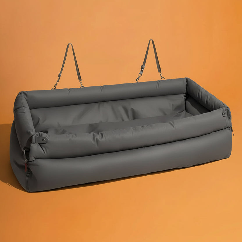 Grand Coussin de Siège de Voiture pour Chien en Cuir Synthétique avec Finition Élégante et Support Antidérapant