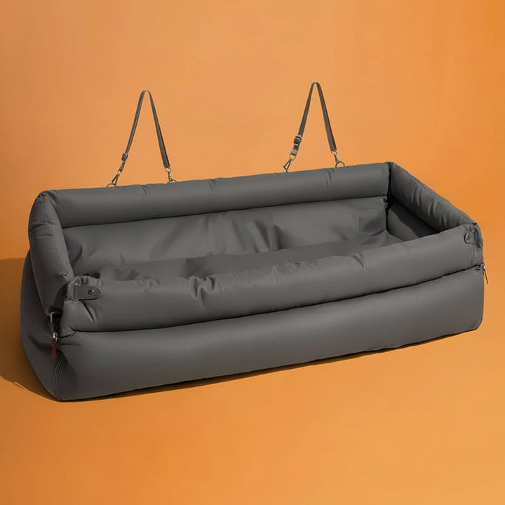 Grand Coussin de Siège de Voiture pour Chien en Cuir Synthétique avec Finition Élégante et Support Antidérapant