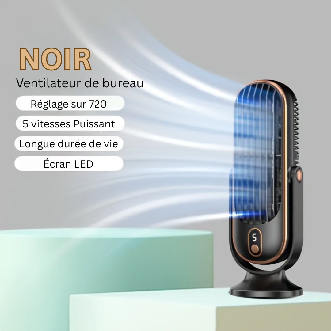 Ventilateur de Refroidissement Premium | Double Moteur, Rotation à 720°, Rechargeable USB & Ultra Silencieux pour un Confort Ultime Partout