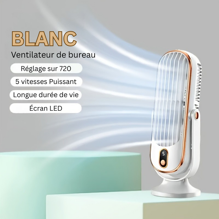 Ventilateur de Refroidissement Premium | Double Moteur, Rotation à 720°, Rechargeable USB & Ultra Silencieux pour un Confort Ultime Partout