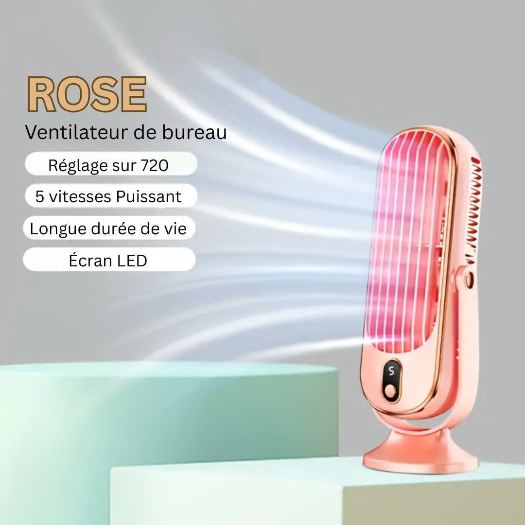 Ventilateur de Refroidissement Premium | Double Moteur, Rotation à 720°, Rechargeable USB & Ultra Silencieux pour un Confort Ultime Partout
