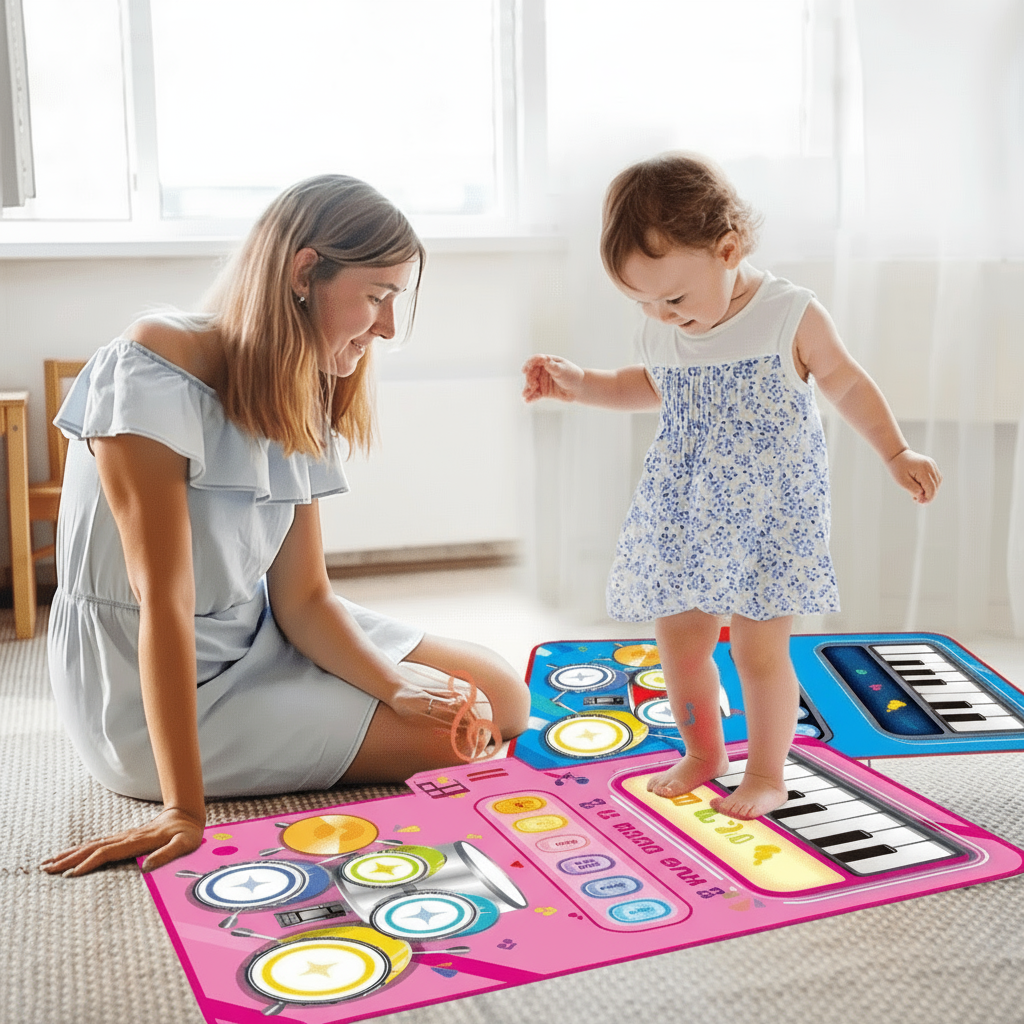 Tapis de Musique Interactif pour Enfants avec 5 Instruments (Batterie, Piano, Violon)