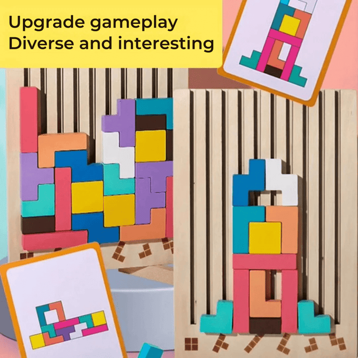 Tetris en Bois Montessori pour un Empilement Créatif et un Entraînement Logique