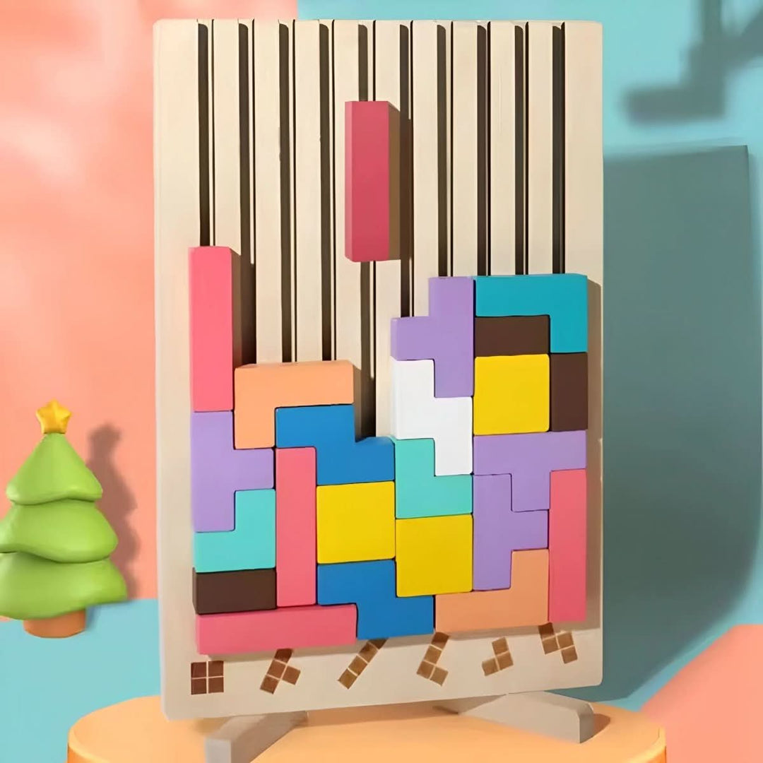 Tetris en Bois Montessori pour un Empilement Créatif et un Entraînement Logique