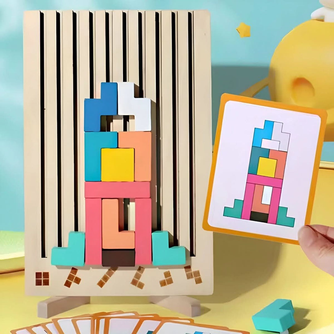 Tetris en Bois Montessori pour un Empilement Créatif et un Entraînement Logique