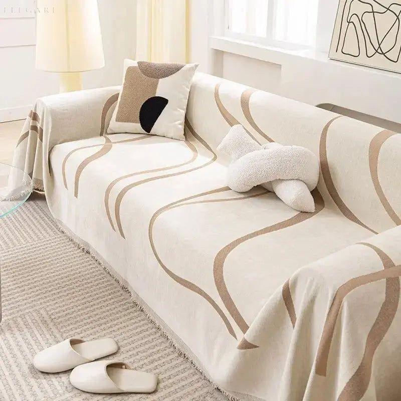 Housse de Canapé Réversible en Chenille et Coton – Douce et Luxueuse