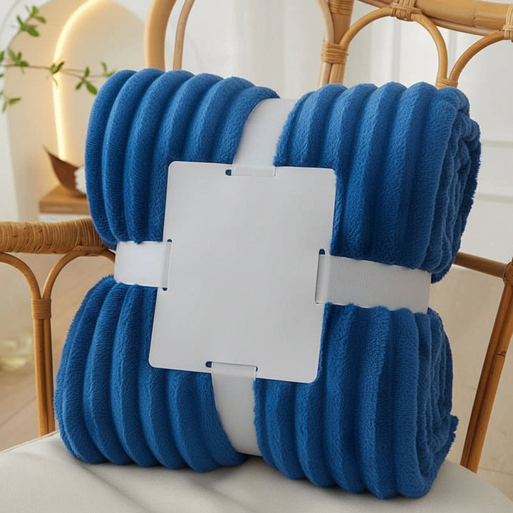 Couverture en Flanelle Polaire Large avec Motif Rayé